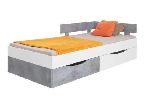 Budapest bútor webáruház Győr - Ágy Omaha J115 (Fehér + Beton) - Bútor | Ágyak | Ágyak ágyneműtartóval olcsó bútorok