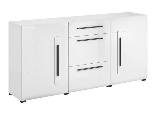 Budapest bútor webáruház Győr - Komód Austin H108 (Fehér + Fényes fehér) - Bútor | Komódok | Komódok ajtókkal olcsó bútorok