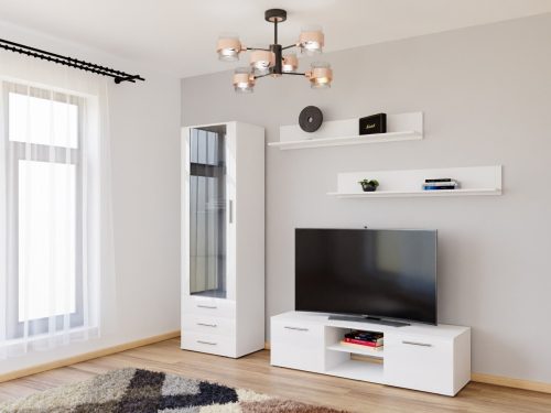 Budapest bútor webáruház Győr - Nappali szett Charlotte E110 (Fehér + Fényes fehér) - Bútor | Nappali bútorok | Modern stílusú szakaszok olcsó bútorok