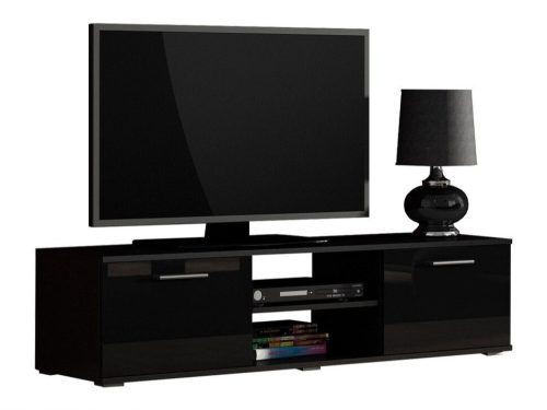Budapest bútor webáruház Győr - Tv-állvány Charlotte E100 (Fekete + Fényes fekete) - Bútor | Nappali bútorok | Nappali tv állványok olcsó bútorok