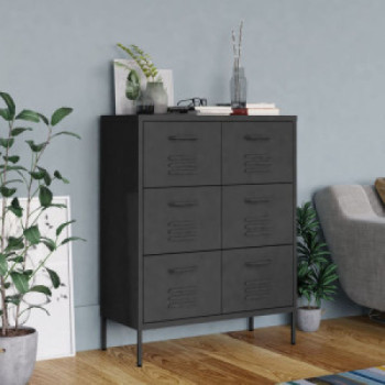 Bútor Győr Sopron bútor webáruház Antracitszürke acél fiókos szekrény 80 x 35 x 101