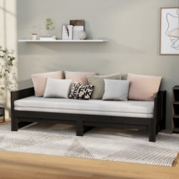 Bútor Győr Sopron bútor webáruház Fekete tömör fenyőfa kihúzható kanapéágy 2x(80x200) cm