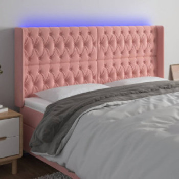 Bútor Győr Sopron bútor webáruház Rózsaszín bársony led-es fejtámla 203x16x118/128 cm