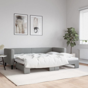 Bútor Győr Sopron bútor webáruház Világosszürke szövet kihúzható heverő 80 x 200 cm