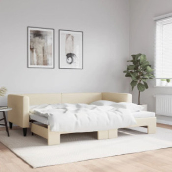 Bútor Győr Sopron bútor webáruház Krémszínű kihúzható szövet heverő 90 x 200 cm