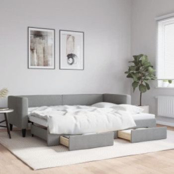 Bútor Győr Sopron bútor webáruház Világosszürke kihúzható szövet heverő fiókokkal 80 x 200 cm