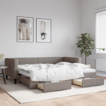 Bútor Győr Sopron bútor webáruház Tópszínű kihúzható szövet heverő fiókokkal 90 x 200 cm