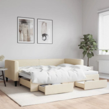 Bútor Győr Sopron bútor webáruház Krémszínű kihúzható szövetheverő fiókokkal 90 x 200 cm