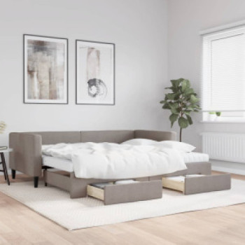 Bútor Győr Sopron bútor webáruház Tópszínű kihúzható szövet heverő fiókokkal 90 x 200 cm