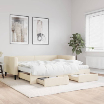 Bútor Győr Sopron bútor webáruház Krémszínű kihúzható szövetheverő fiókokkal 90 x 200 cm