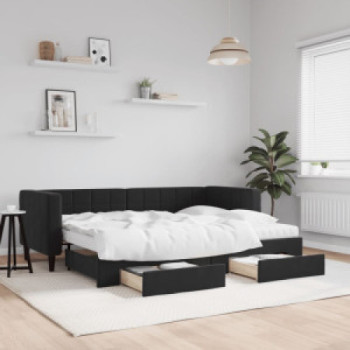 Bútor Győr Sopron bútor webáruház Fekete kihúzható bársony heverő fiókkal 80 x 200 cm
