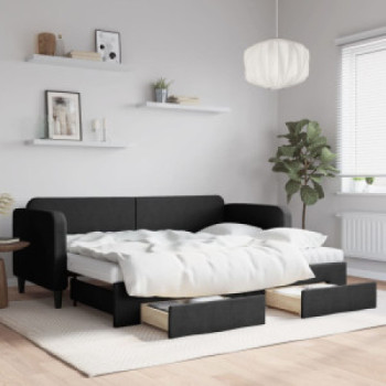 Bútor Győr Sopron bútor webáruház Fekete kihúzható szövet heverő fiókokkal 80 x 200 cm