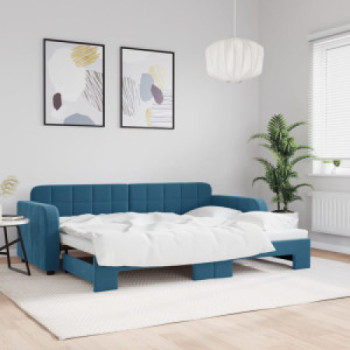 Bútor Győr Sopron bútor webáruház Kék kihúzható bársony heverő 80 x 200 cm
