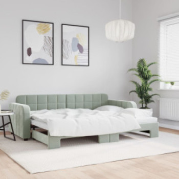 Bútor Győr Sopron bútor webáruház Világosszürke kihúzható bársony heverő 80 x 200 cm