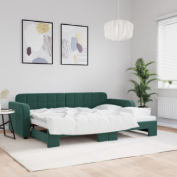 Bútor Győr Sopron bútor webáruház Sötétzöld kihúzható bársony heverő 80 x 200 cm
