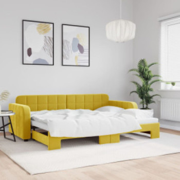 Bútor Győr Sopron bútor webáruház Sárga kihúzható bársony heverő 80 x 200 cm