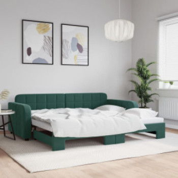 Bútor Győr Sopron bútor webáruház Sötétzöld kihúzható bársony heverő 90 x 200 cm