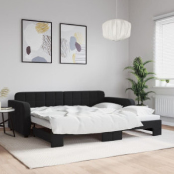 Bútor Győr Sopron bútor webáruház Fekete kihúzható bársony heverő 90x200 cm