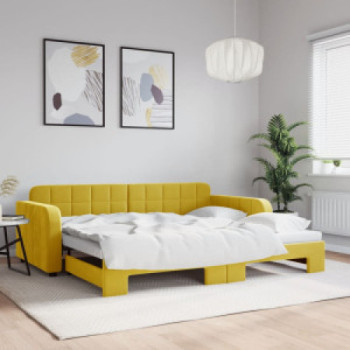 Bútor Győr Sopron bútor webáruház Sárga kihúzható bársony heverő 90 x 200 cm