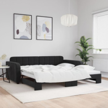 Bútor Győr Sopron bútor webáruház Fekete kihúzható bársonyheverő 100 x 200 cm