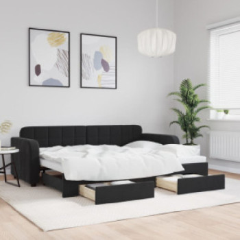 Bútor Győr Sopron bútor webáruház Fekete kihúzható bársony heverő fiókkal 80 x 200 cm