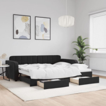 Bútor Győr Sopron bútor webáruház Fekete kihúzható bársony heverő fiókkal 90 x 200 cm