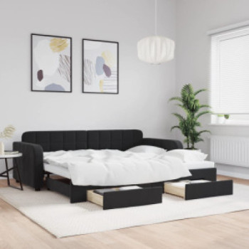 Bútor Győr Sopron bútor webáruház Fekete kihúzható bársony heverő fiókkal 90 x 190 cm
