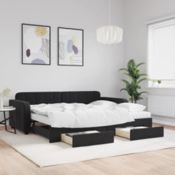 Bútor Győr Sopron bútor webáruház Fekete kihúzható bársony heverő fiókkal 90 x 200 cm