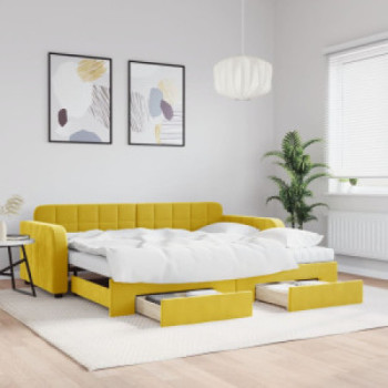 Bútor Győr Sopron bútor webáruház Sárga kihúzható bársony heverő fiókkal 90 x 200 cm