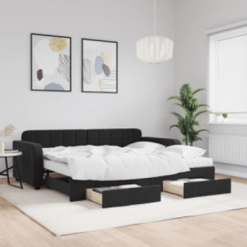 Bútor Győr Sopron bútor webáruház Fekete kihúzható bársony heverő fiókkal 90 x 190 cm
