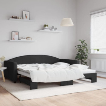 Bútor Győr Sopron bútor webáruház Fekete kihúzható szövet heverő 100 x 200 cm