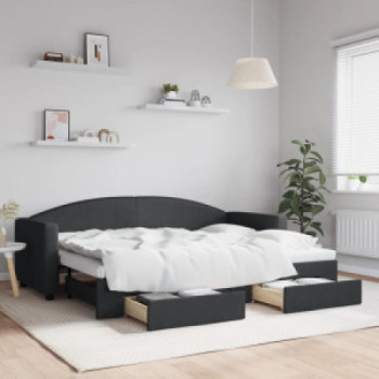 Bútor Győr Sopron bútor webáruház Fekete kihúzható szövet heverő fiókokkal 80 x 200 cm