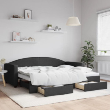 Bútor Győr Sopron bútor webáruház Fekete kihúzható szövet heverő fiókokkal 90 x 200 cm