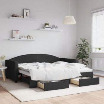 Bútor Győr Sopron bútor webáruház Fekete kihúzható szövet heverő fiókkal 90 x 190 cm
