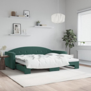 Bútor Győr Sopron bútor webáruház Sötétzöld kihúzható bársony heverő 90 x 200 cm