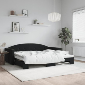 Bútor Győr Sopron bútor webáruház Fekete kihúzható bársony heverő 90x200 cm