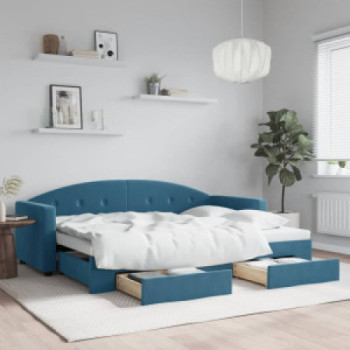 Bútor Győr Sopron bútor webáruház Kék kihúzható bársony heverő fiókokkal 80 x 200 cm