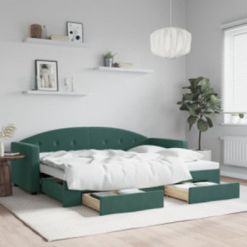 Bútor Győr Sopron bútor webáruház Sötétzöld kihúzható bársony heverő fiókkal 80 x 200 cm