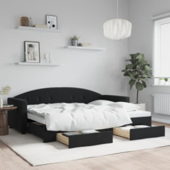 Bútor Győr Sopron bútor webáruház Fekete kihúzható bársony heverő fiókkal 80 x 200 cm
