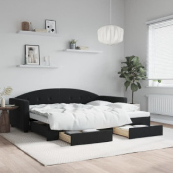 Bútor Győr Sopron bútor webáruház Fekete kihúzható bársony heverő fiókkal 90 x 200 cm