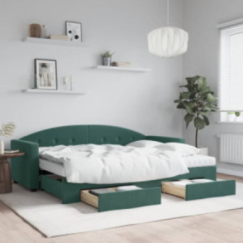 Bútor Győr Sopron bútor webáruház Sötétzöld kihúzható bársony heverő fiókkal 80 x 200 cm