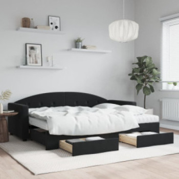 Bútor Győr Sopron bútor webáruház Fekete kihúzható bársony heverő fiókkal 80 x 200 cm