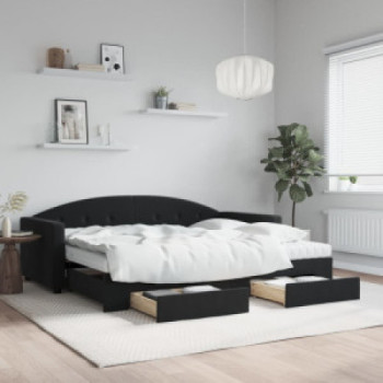 Bútor Győr Sopron bútor webáruház Fekete kihúzható bársony heverő fiókkal 90 x 200 cm