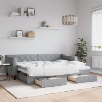 Bútor Győr Sopron bútor webáruház Világosszürke kihúzható szövet heverő fiókokkal 80 x 200 cm