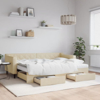 Bútor Győr Sopron bútor webáruház Krémszínű kihúzható szövet heverő fiókokkal 80 x 200 cm