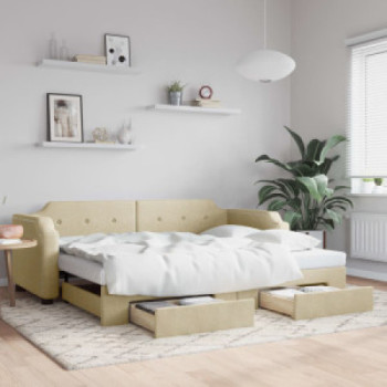 Bútor Győr Sopron bútor webáruház Krémszínű kihúzható szövetheverő fiókokkal 90 x 200 cm