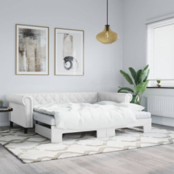 Bútor Győr Sopron bútor webáruház Fehér kihúzható műbőr heverő 90 x 200 cm