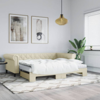 Bútor Győr Sopron bútor webáruház Krémszínű kihúzható műbőr heverő 90 x 200 cm