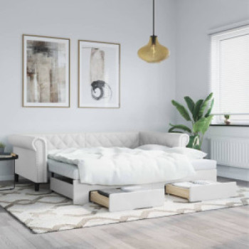 Bútor Győr Sopron bútor webáruház Fehér kihúzható műbőr heverő fiókkal 90 x 200 cm