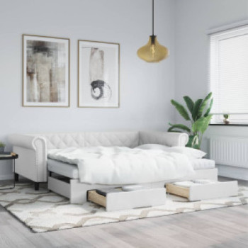 Bútor Győr Sopron bútor webáruház Fehér kihúzható műbőr heverő fiókkal 90 x 200 cm